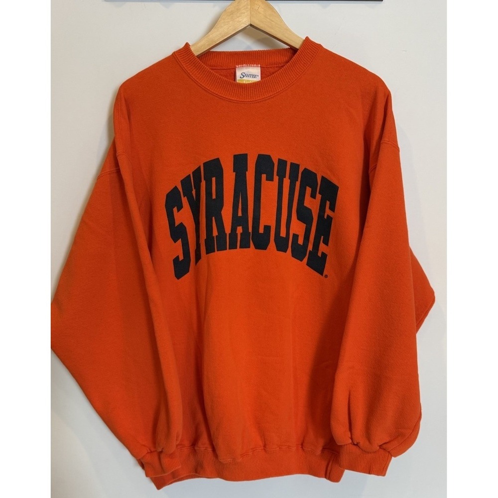 Vintage 90s Syracuse Orange Crewneck Sweatshirt Santee Gold L Wide Sleeve